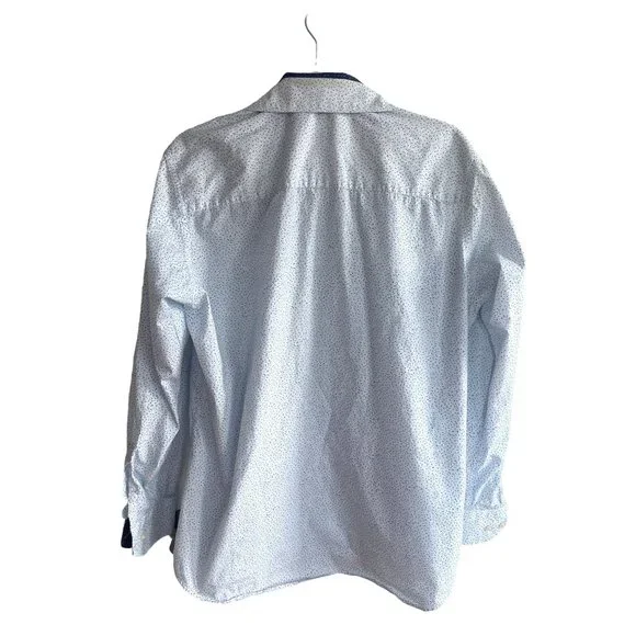 Tailorbyrd Men's Button- Down Long Sleeve White Blue Speckles Dress Shirt Size L - Picture 6 of 7